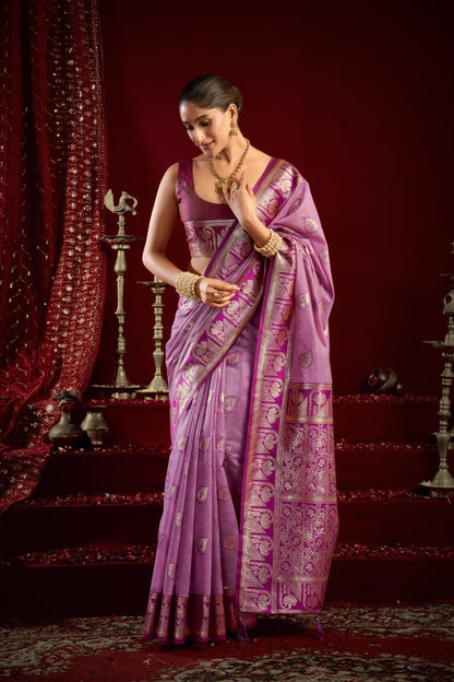 Fancy Modal Saree with Banarasi Zari & Zhallar