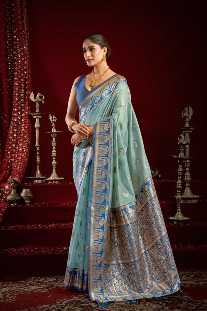 Fancy Modal Saree with Banarasi Zari & Zhallar