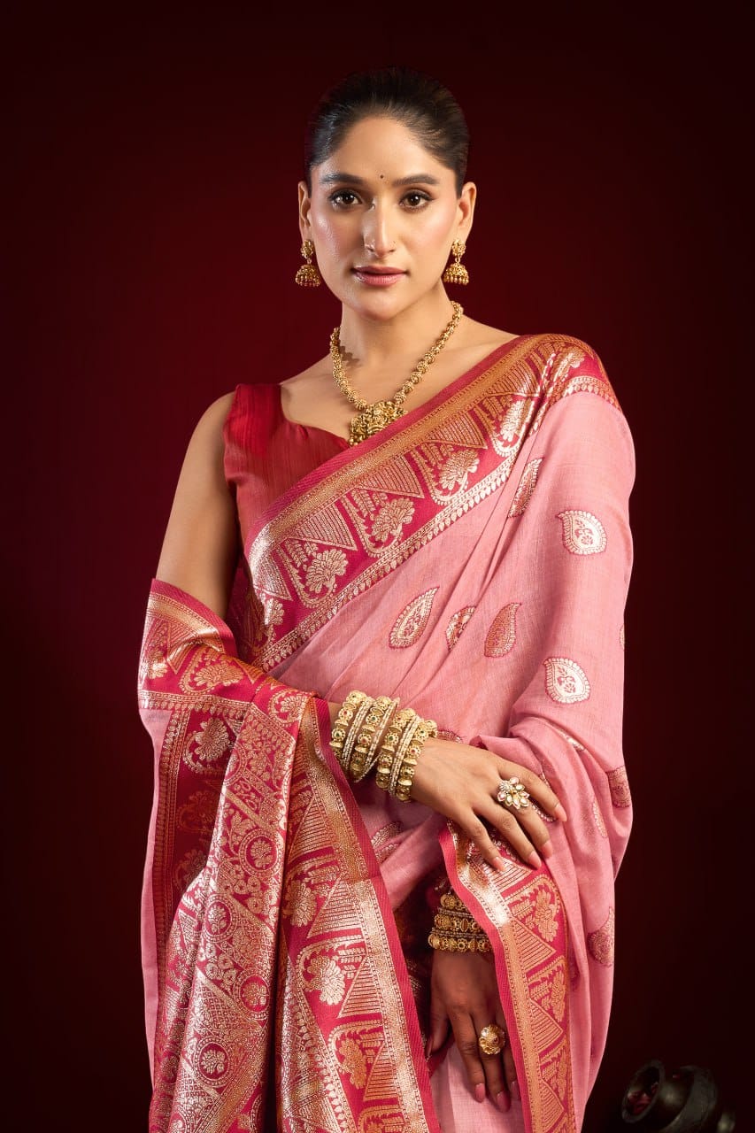 Fancy Modal Saree with Banarasi Zari & Zhallar