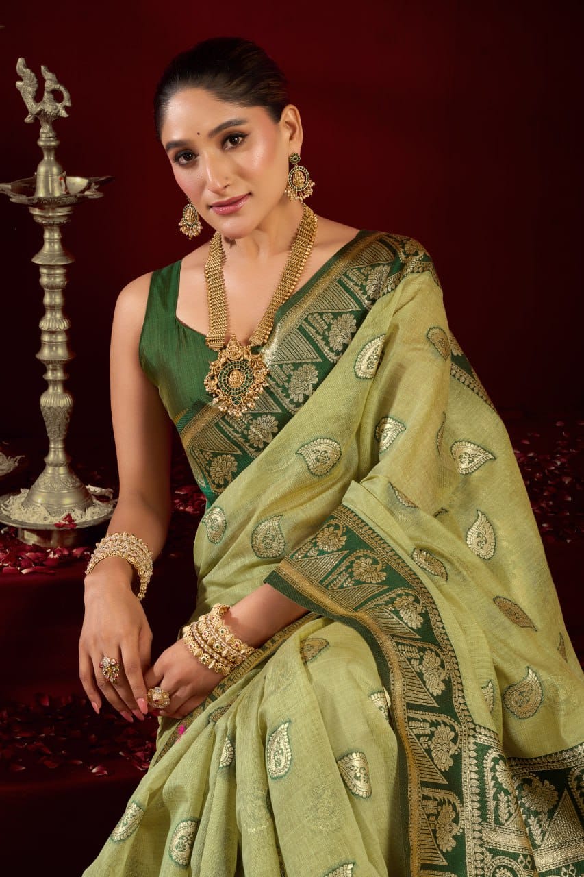 Fancy Modal Saree with Banarasi Zari & Zhallar