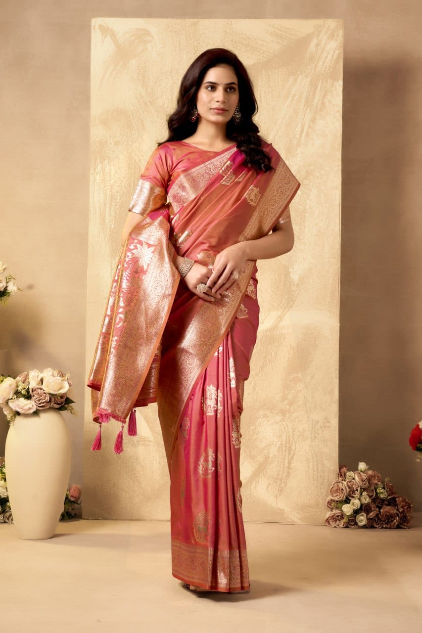 Rich Pallu Silk Saree with Jacquard Weaving & Zhallar