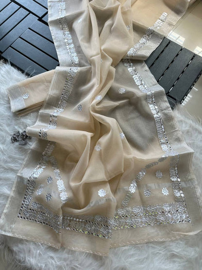 Kota Doriya Saree with Zari Checks & Gotapatti Work