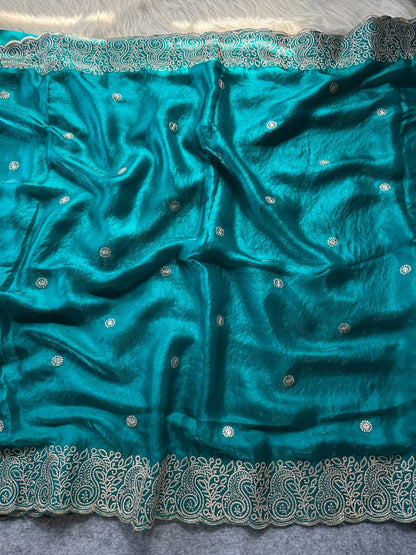 Fandy Silk Saree with Butti & Embroidered Border