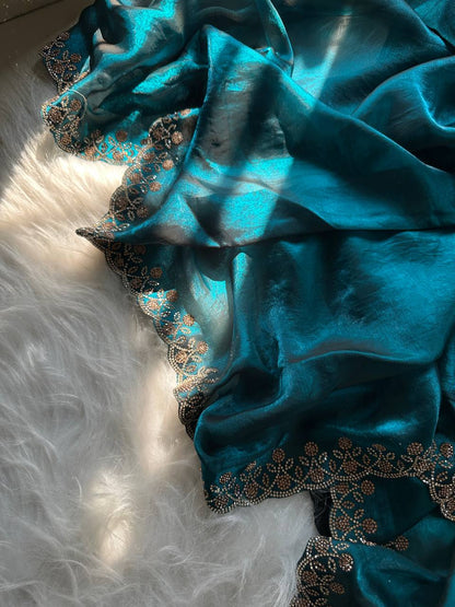 Fandy Satin Silk Saree with Jarkhan Work