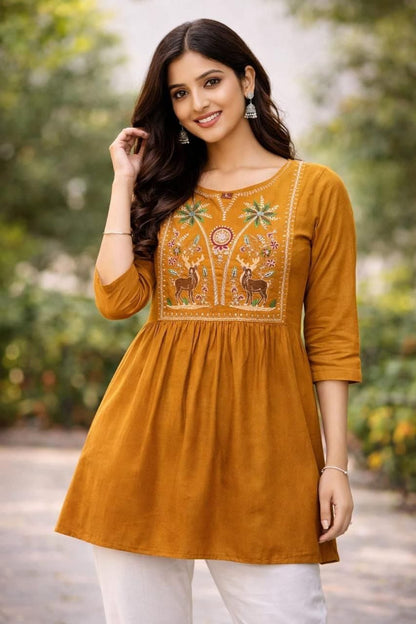 Rayon Embroidered Tops for Office & Daily Wear