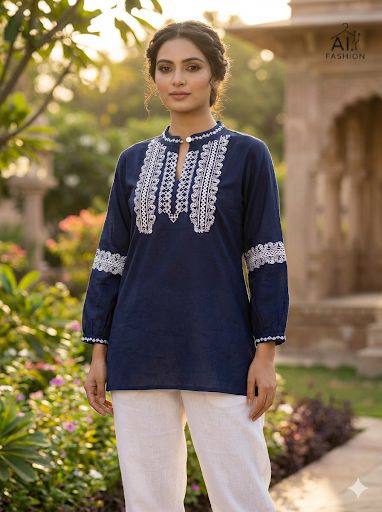 Rayon Embroidered Top with Fancy Sleeves