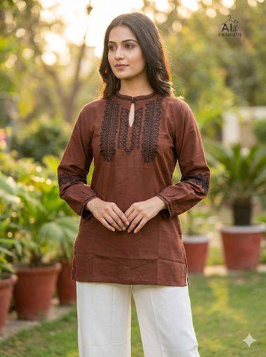 Rayon Embroidered Top with Fancy Sleeves