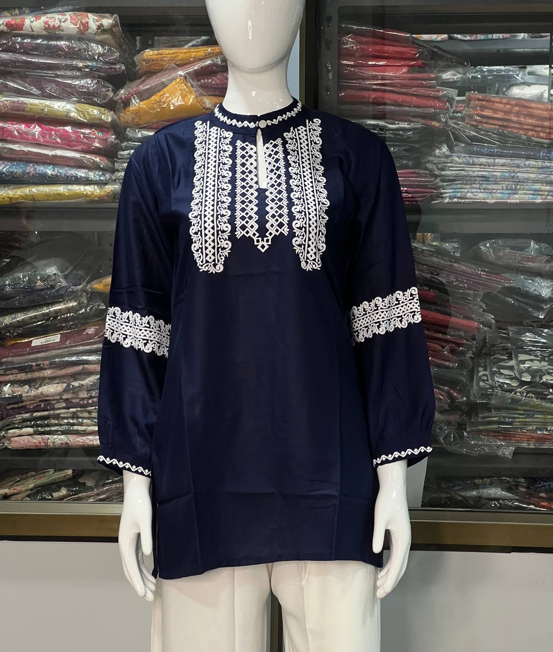 Rayon Embroidered Top with Fancy Sleeves