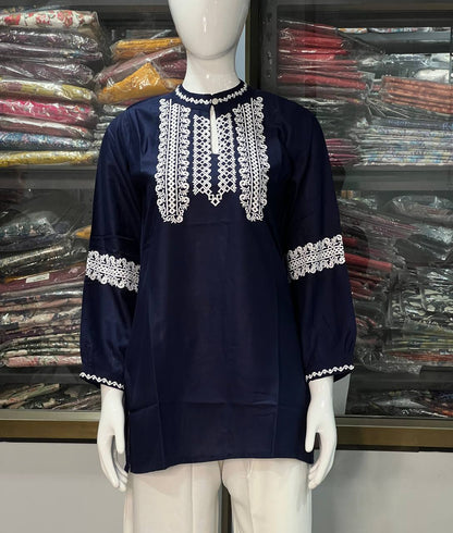 Rayon Embroidered Top with Fancy Sleeves