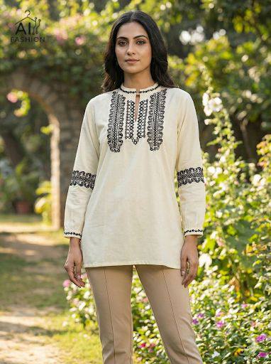 Rayon Embroidered Top with Fancy Sleeves