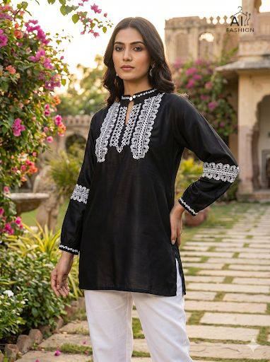 Rayon Embroidered Top with Fancy Sleeves