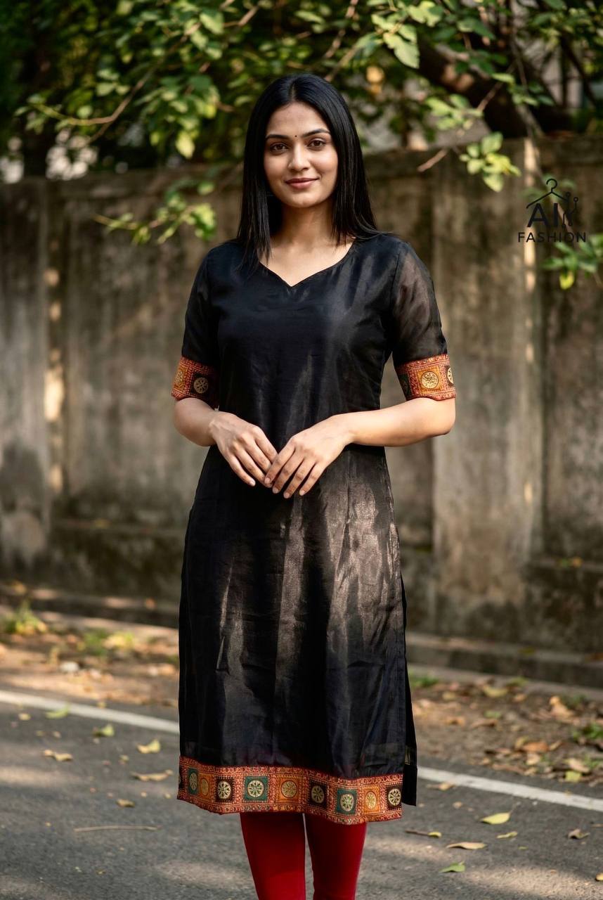 Fendi Satin Kurti with Jacquard Border