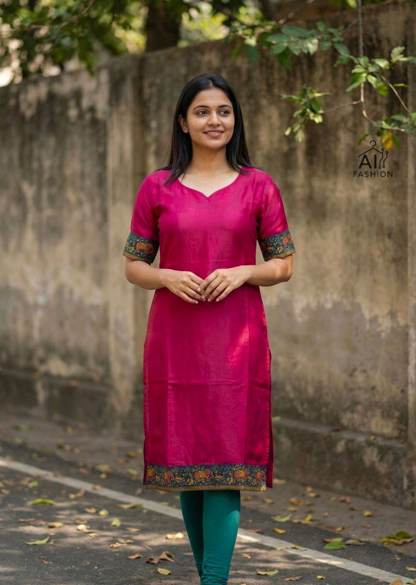 Fendi Satin Kurti with Jacquard Border