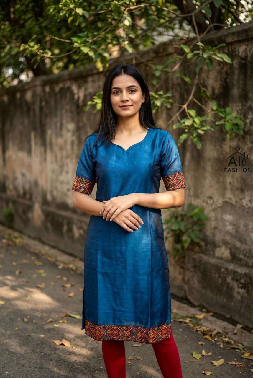 Fendi Satin Kurti with Jacquard Border