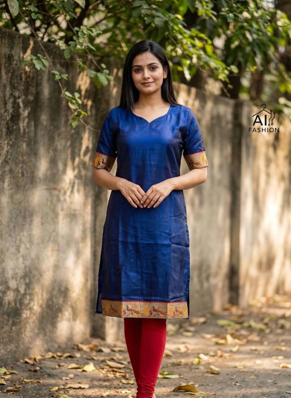Fendi Satin Kurti with Jacquard Border