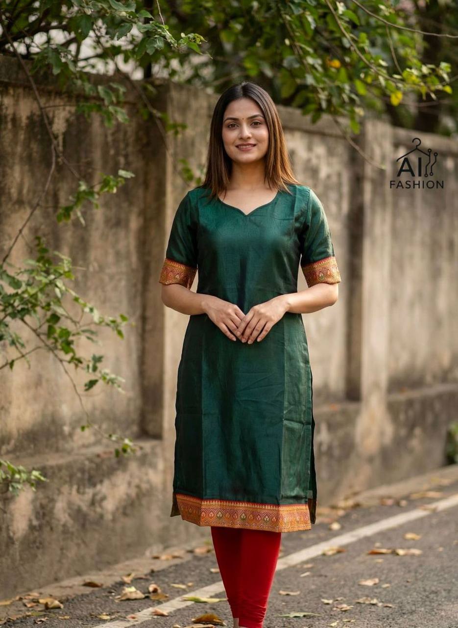 Fendi Satin Kurti with Jacquard Border