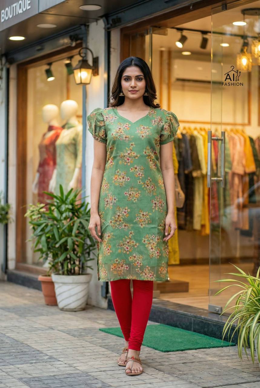 Shimmer Silk Printed Kurti for Office & Daily Wear