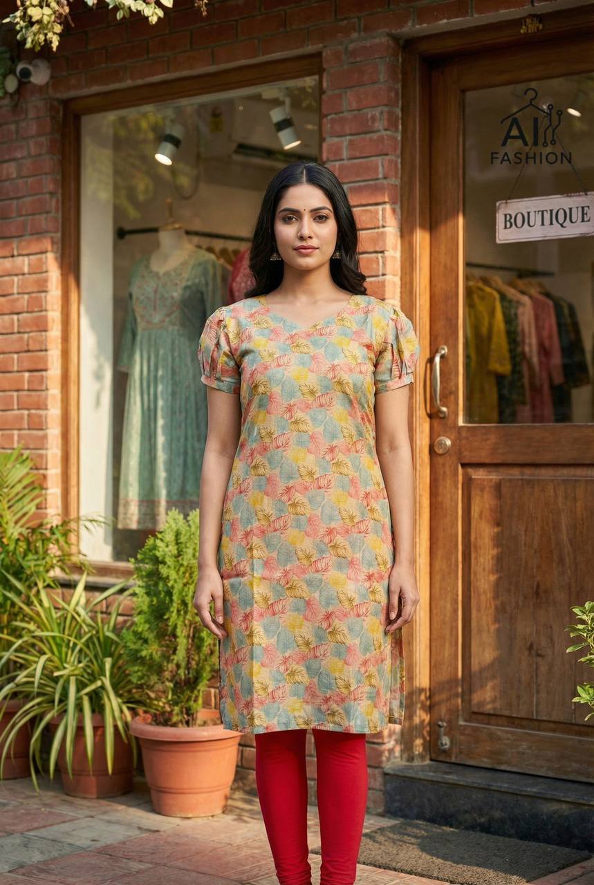 Shimmer Silk Printed Kurti for Office & Daily Wear