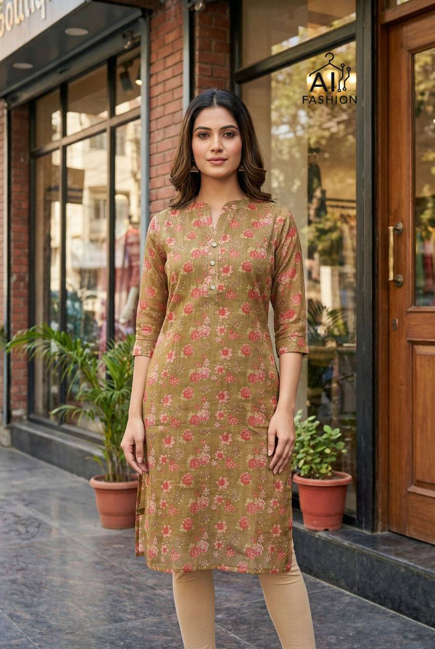 Shimmer Silk Printed Kurti for Office & Daily Wear