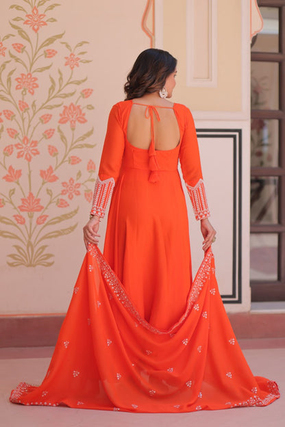 Designer Star Georgette Embroidered Gown