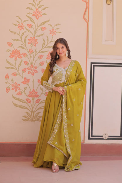 Designer Star Georgette Embroidered Gown
