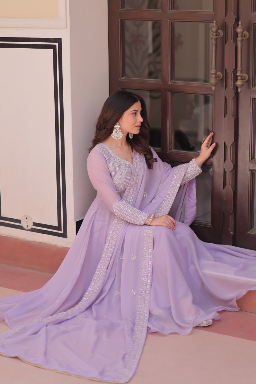 Designer Star Georgette Embroidered Gown