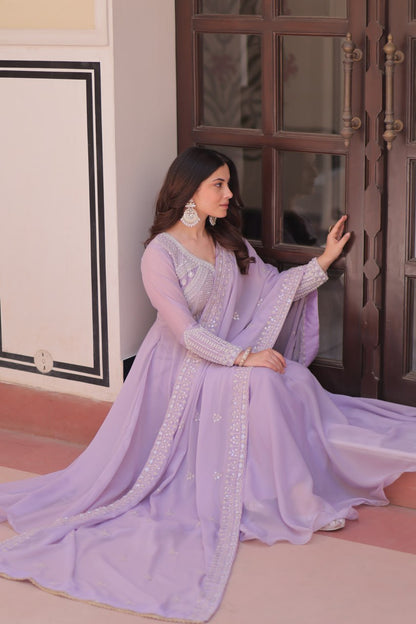 Designer Star Georgette Embroidered Gown