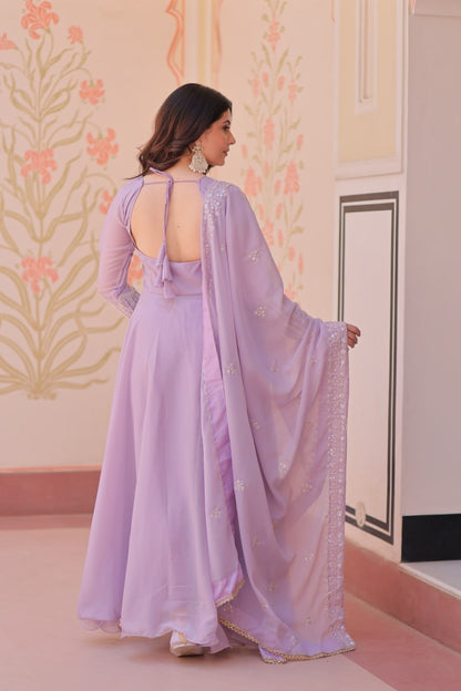 Designer Star Georgette Embroidered Gown