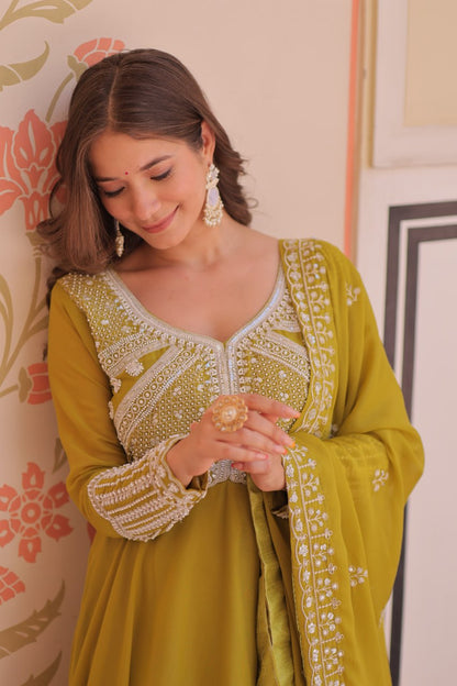 Designer Star Georgette Embroidered Gown
