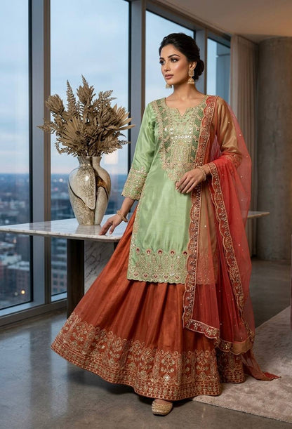 Designer Cording Sequins Plazzo Set