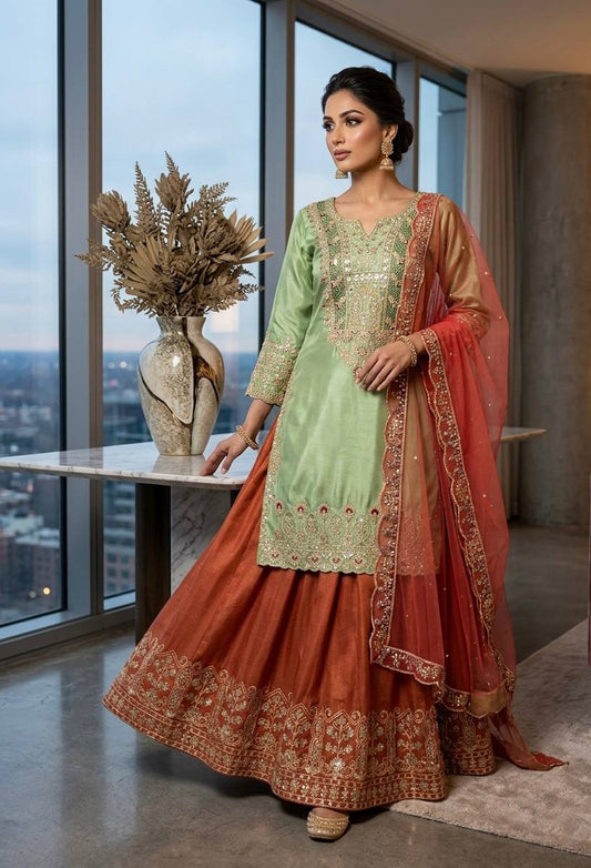 Designer Cording Sequins Plazzo Set