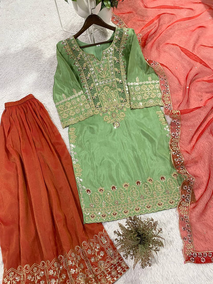 Designer Cording Sequins Plazzo Set