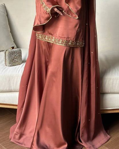 Crepe Silk Embroidered Sharara Set