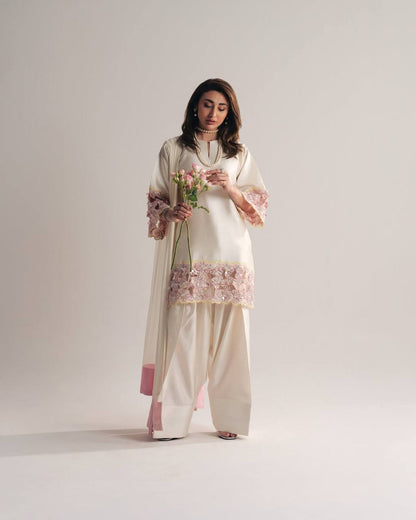Crepe Silk Moti Work Farshi Salwar Set