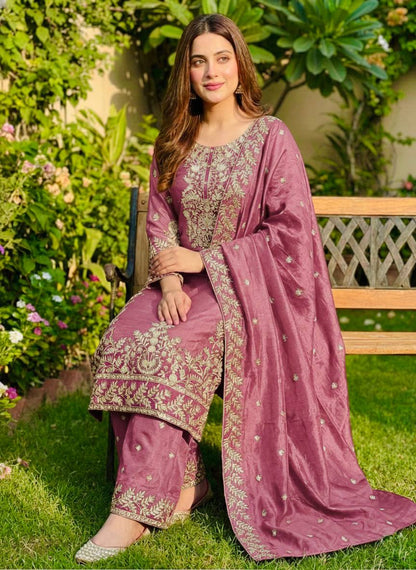 GMY Silk Embroidered Plazzo Set
