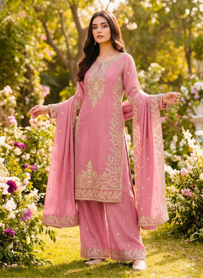 GMY Silk Embroidered Plazzo Set