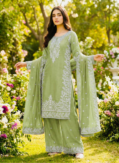 GMY Silk Embroidered Plazzo Set