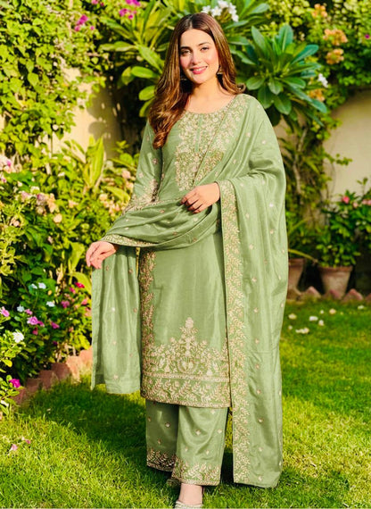 GMY Silk Embroidered Plazzo Set