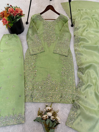 GMY Silk Embroidered Plazzo Set