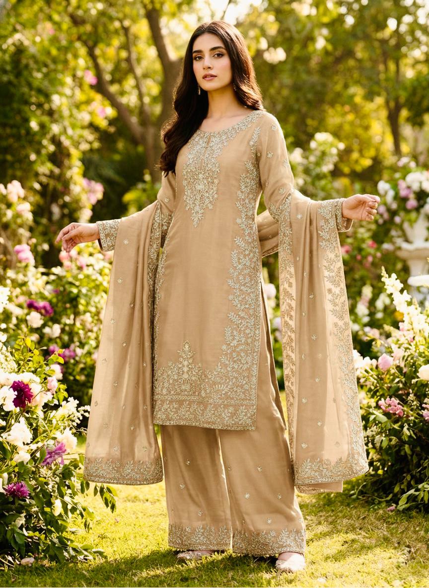 GMY Silk Embroidered Plazzo Set