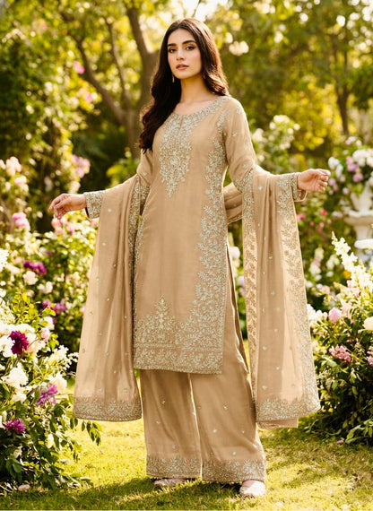 GMY Silk Embroidered Plazzo Set