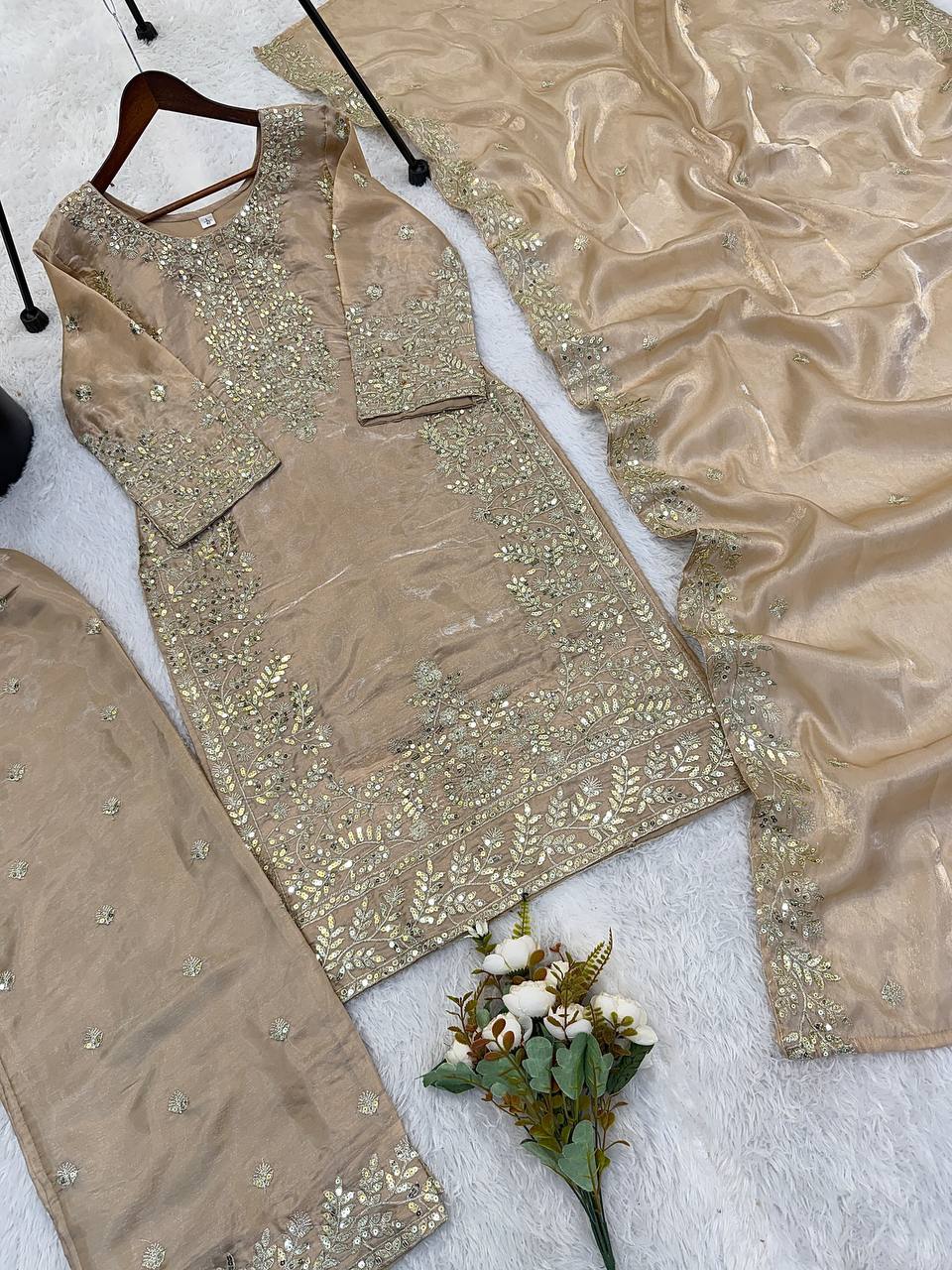 GMY Silk Embroidered Plazzo Set
