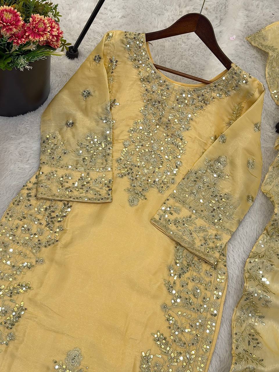 GMY Silk Embroidered Plazzo Set