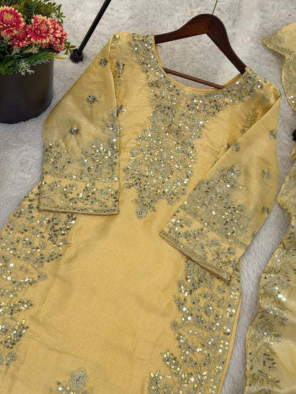 GMY Silk Embroidered Plazzo Set