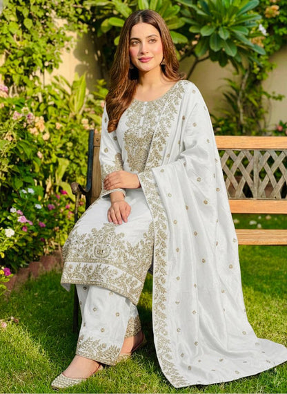 GMY Silk Embroidered Plazzo Set