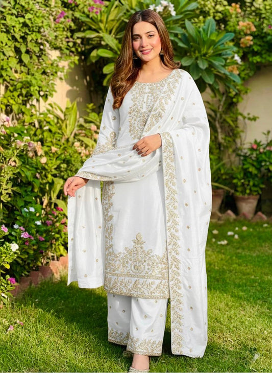 GMY Silk Embroidered Plazzo Set