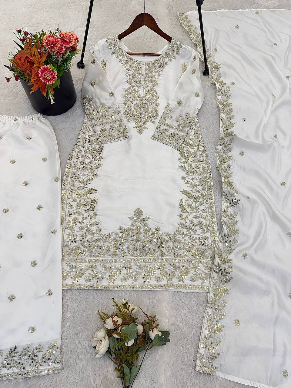 GMY Silk Embroidered Plazzo Set