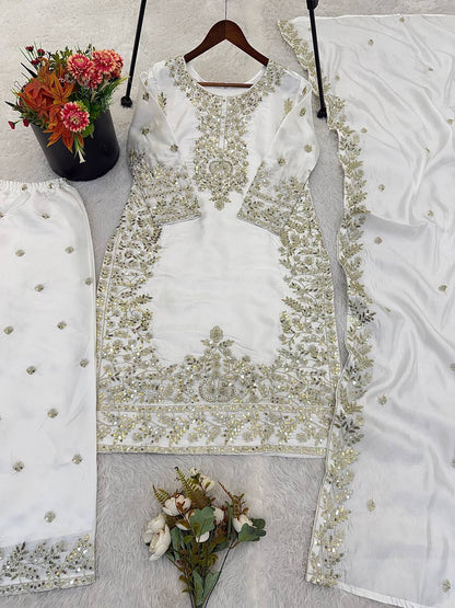 GMY Silk Embroidered Plazzo Set