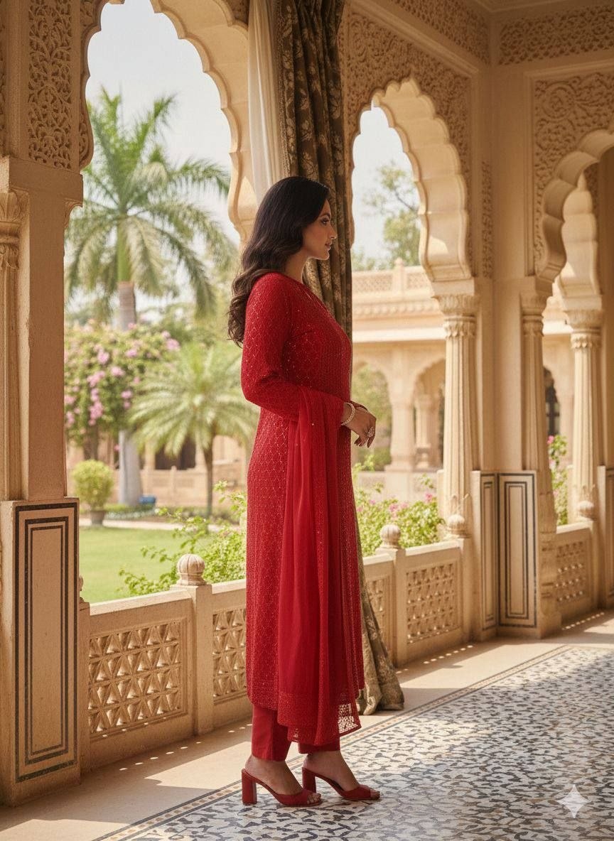 Heavy Fox Georgette Embroidered Suit Set