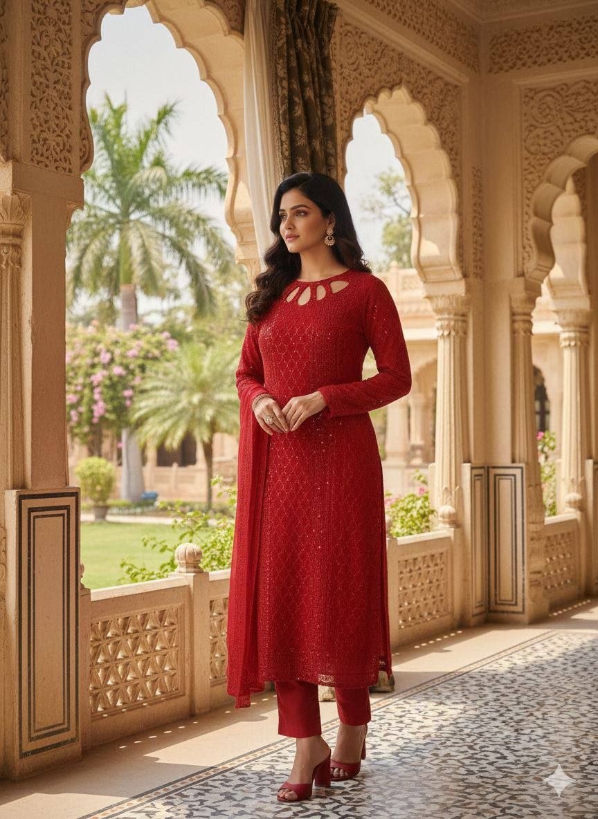 Heavy Fox Georgette Embroidered Suit Set
